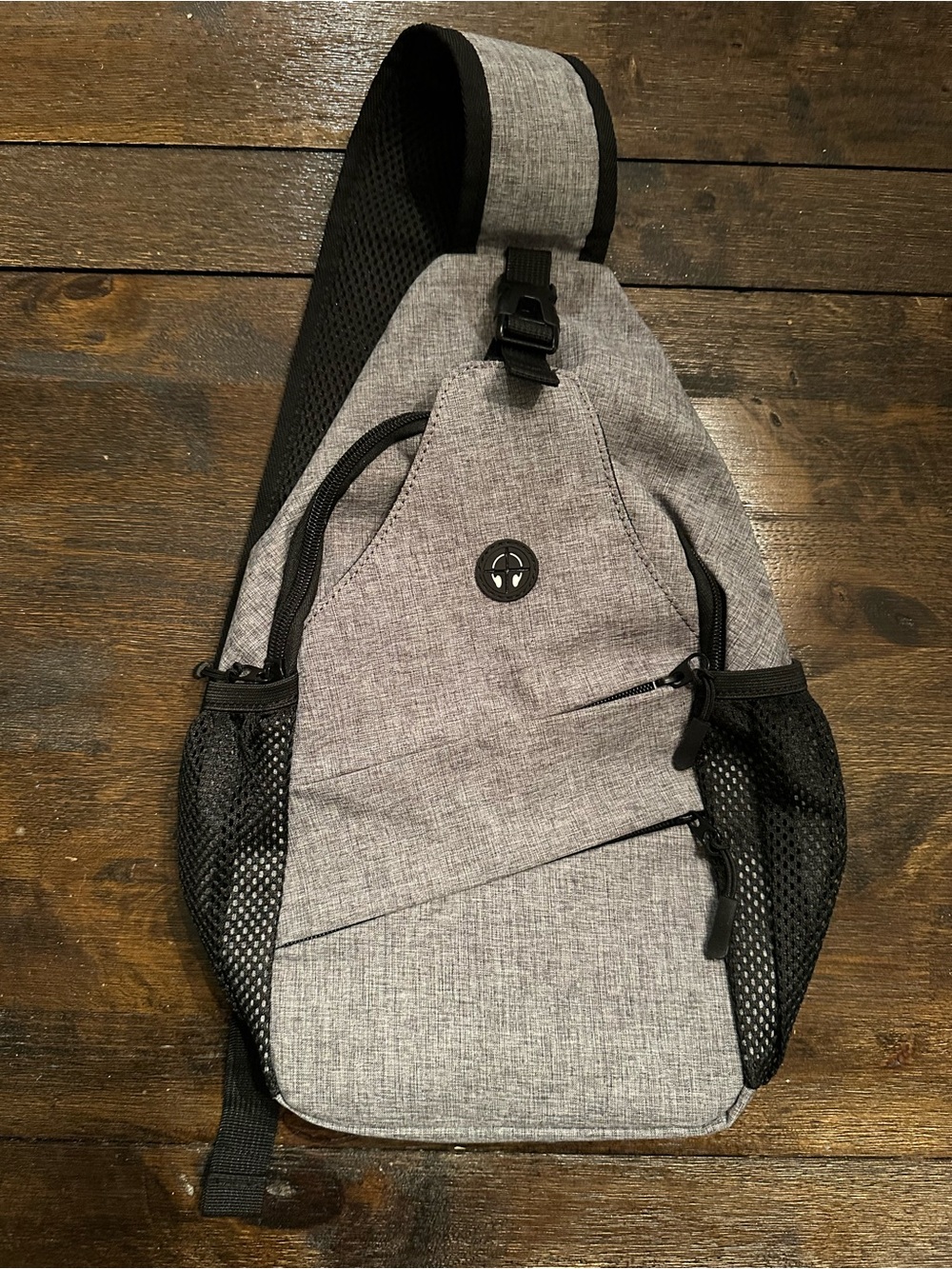 Gray Unisex Sling Chest Bag with Black Accents